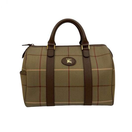 BURBERRY Handbag Canvas, Leather Brown Shadow Horse logo Nova Check Pattern Women Used Authentic
