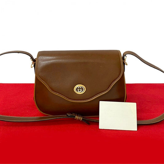 GUCCI Shoulder Bag leather Brown