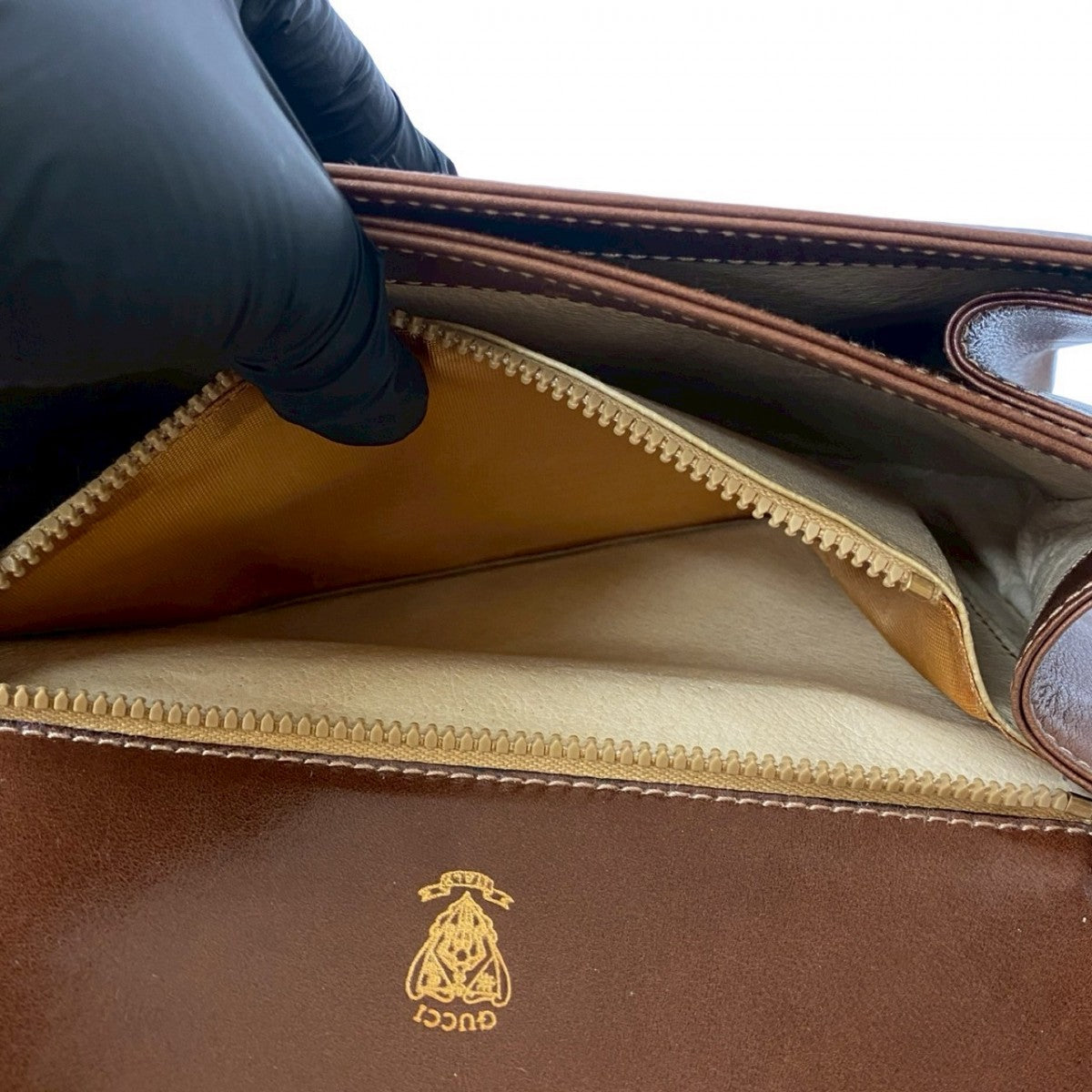 GUCCI Shoulder Bag leather Brown
