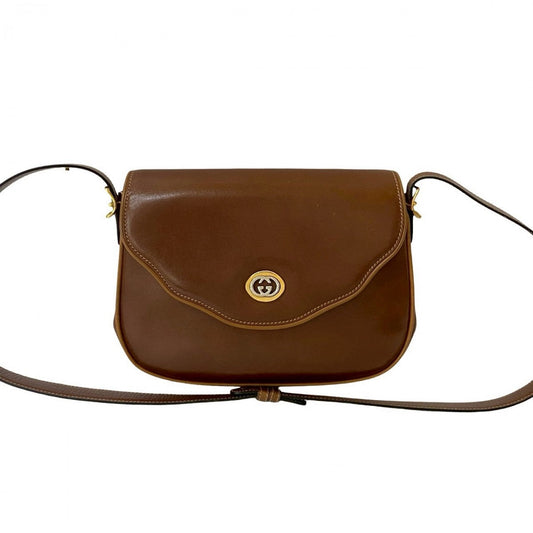 GUCCI Shoulder Bag leather Brown