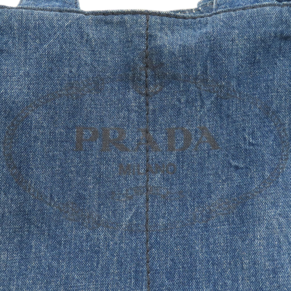 PRADA Tote Bag denim Navy Canapa Women Used Authentic