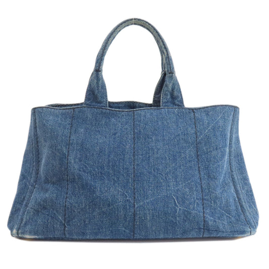PRADA Tote Bag denim Navy Canapa Women Used Authentic