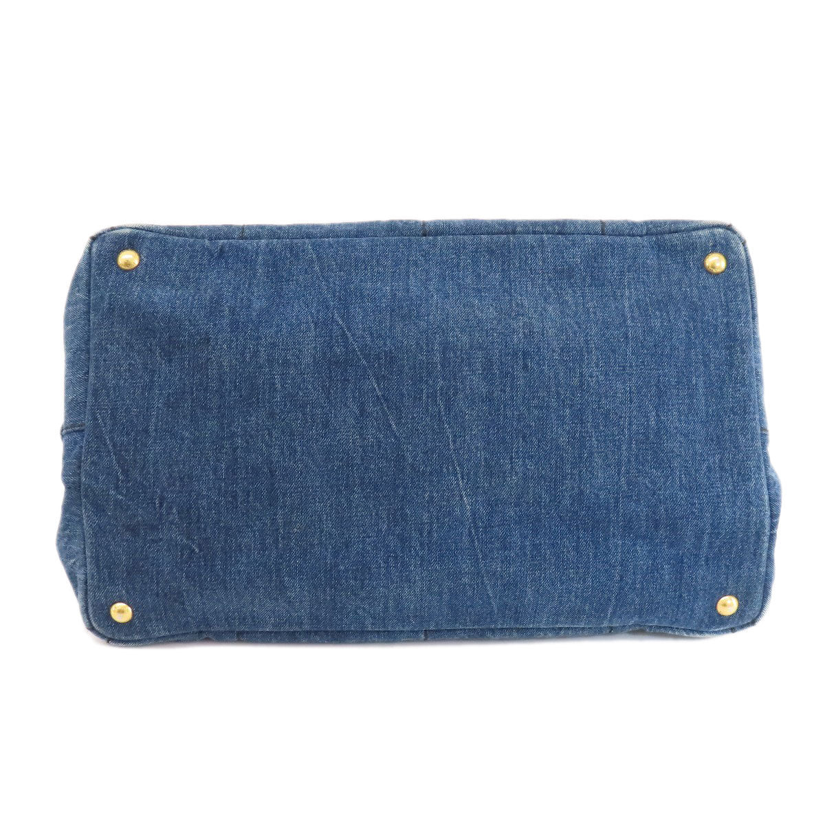 PRADA Tote Bag denim Navy Canapa Women Used Authentic