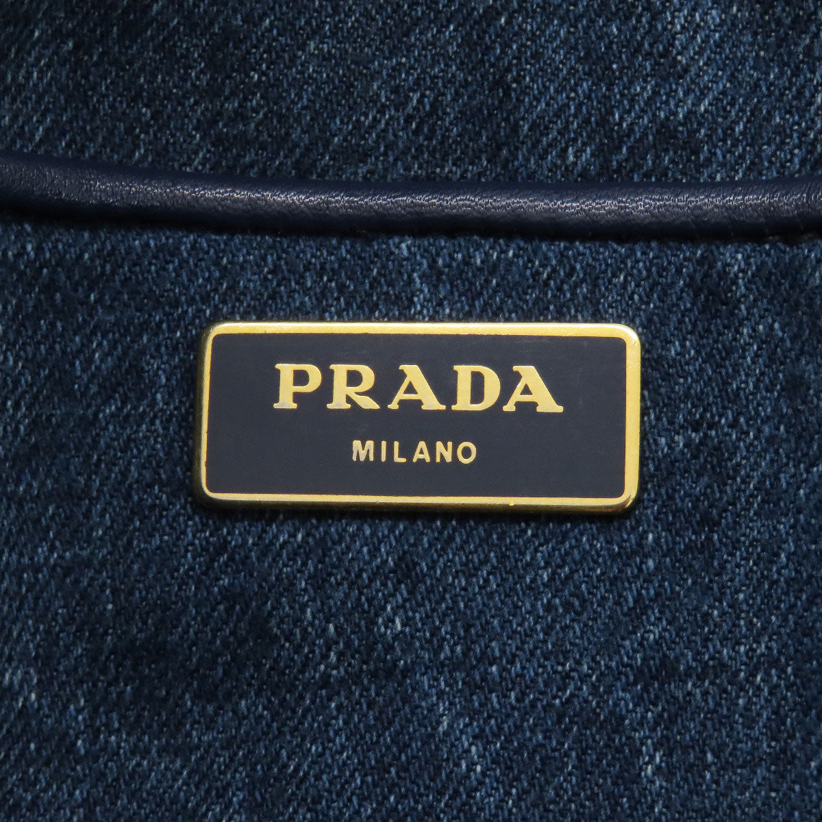 PRADA Tote Bag denim Navy Canapa Women Used Authentic