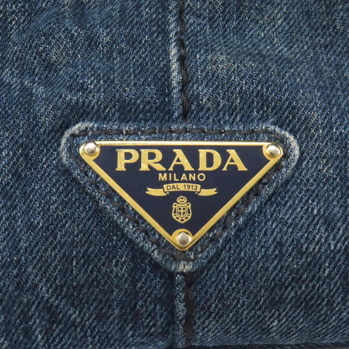 PRADA Tote Bag denim Navy Canapa Women Used Authentic