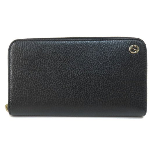 GUCCI Long Wallet Purse 509644 leather black Interlocking G