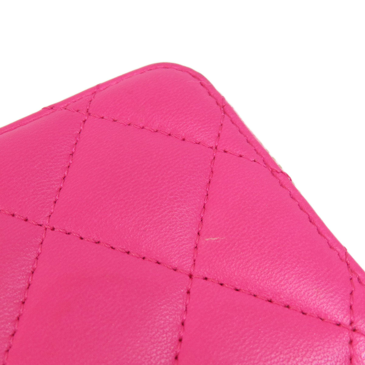 CHANEL Coin case lambskin pink Matrasse Women Used Authentic