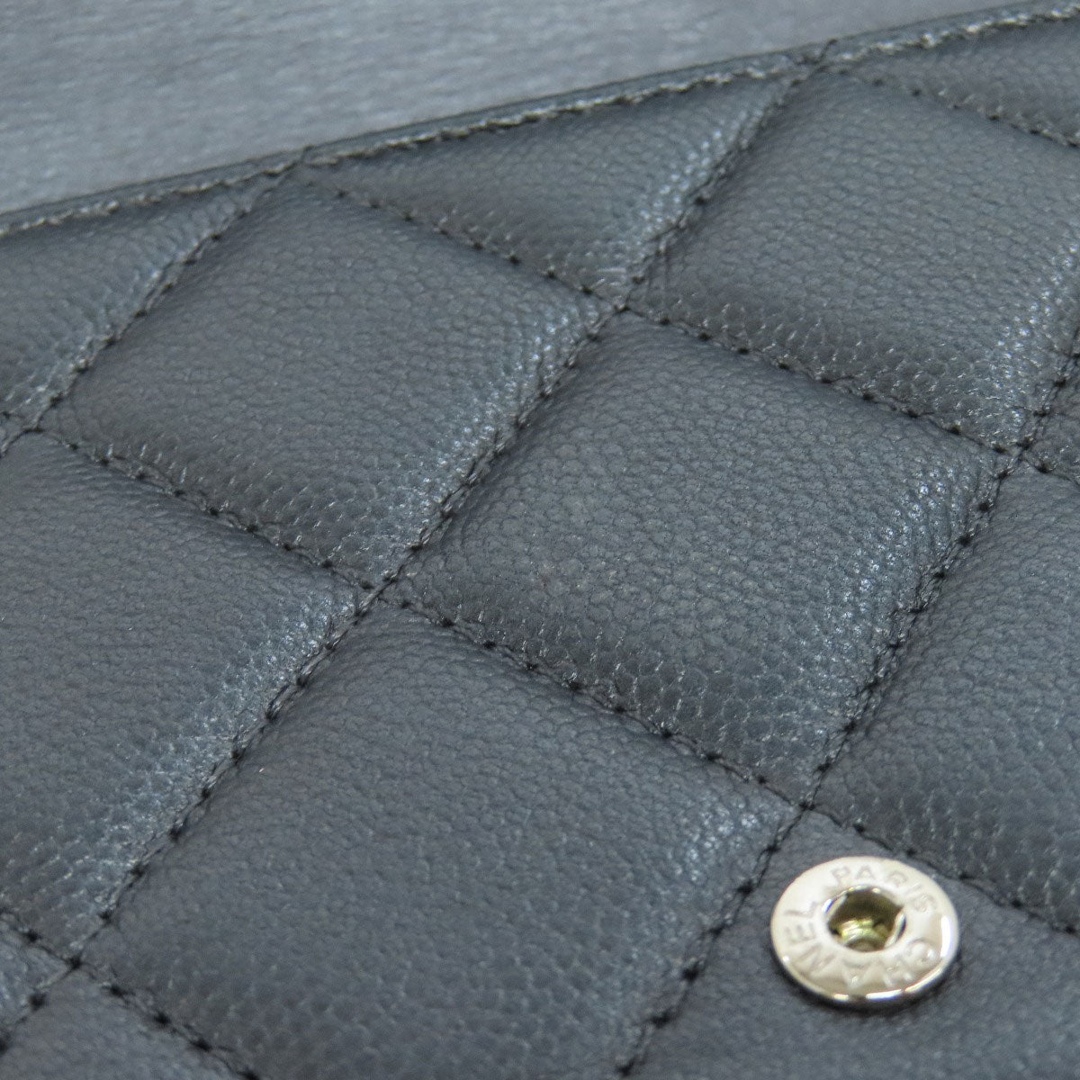 CHANEL Long Wallet Purse Soft Grained Calfskin gray COCO Mark Women Used Authentic