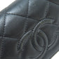 CHANEL Long Wallet Purse Soft Grained Calfskin gray COCO Mark Women Used Authentic