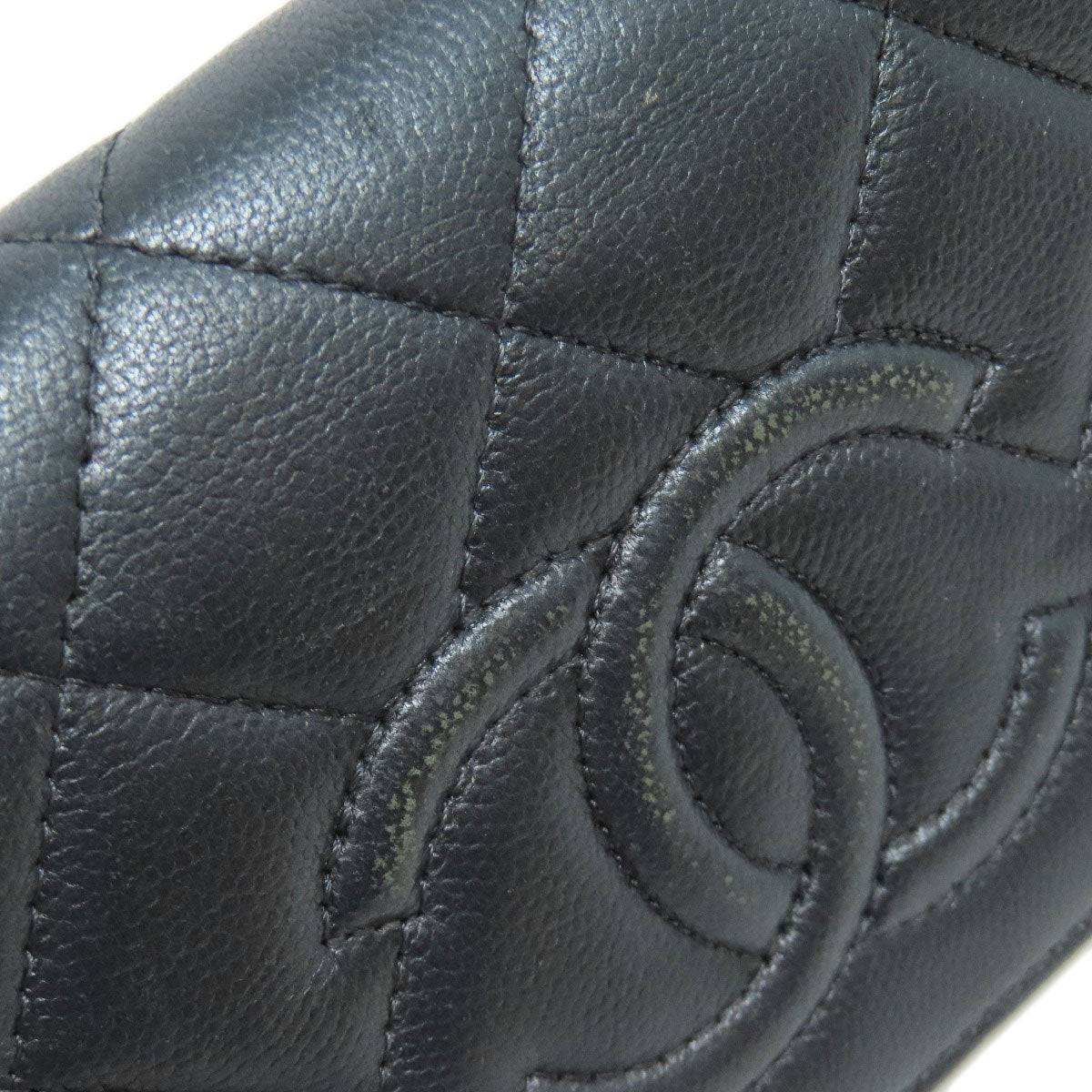 CHANEL Long Wallet Purse Soft Grained Calfskin gray COCO Mark Women Used Authentic