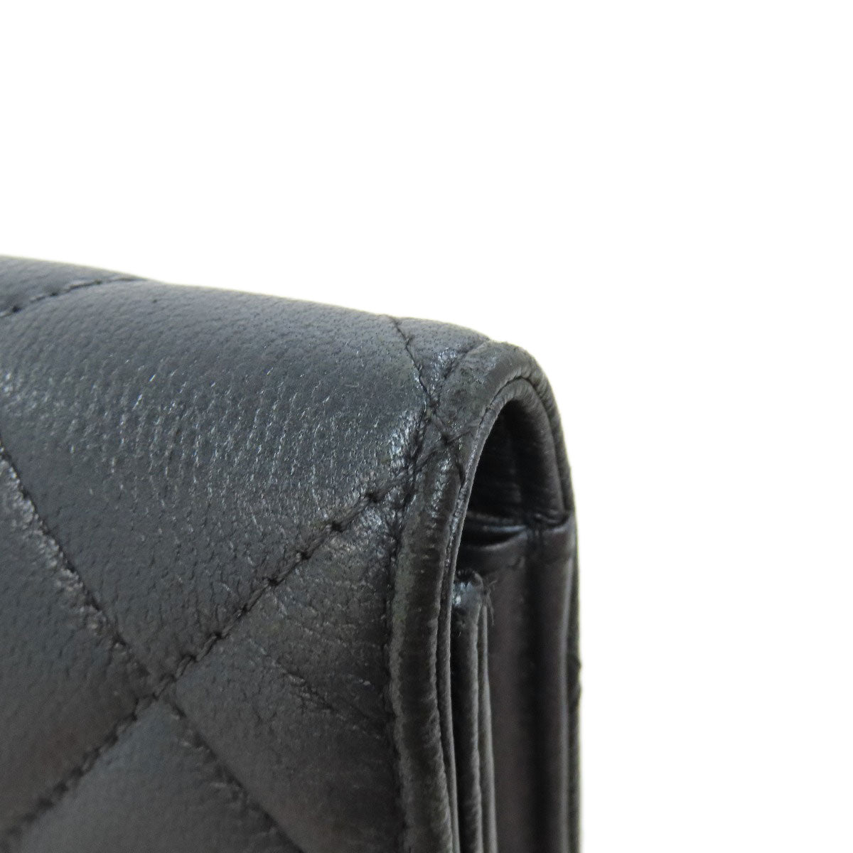 CHANEL Long Wallet Purse Soft Grained Calfskin gray COCO Mark Women Used Authentic