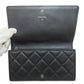 CHANEL Long Wallet Purse Soft Grained Calfskin gray COCO Mark Women Used Authentic