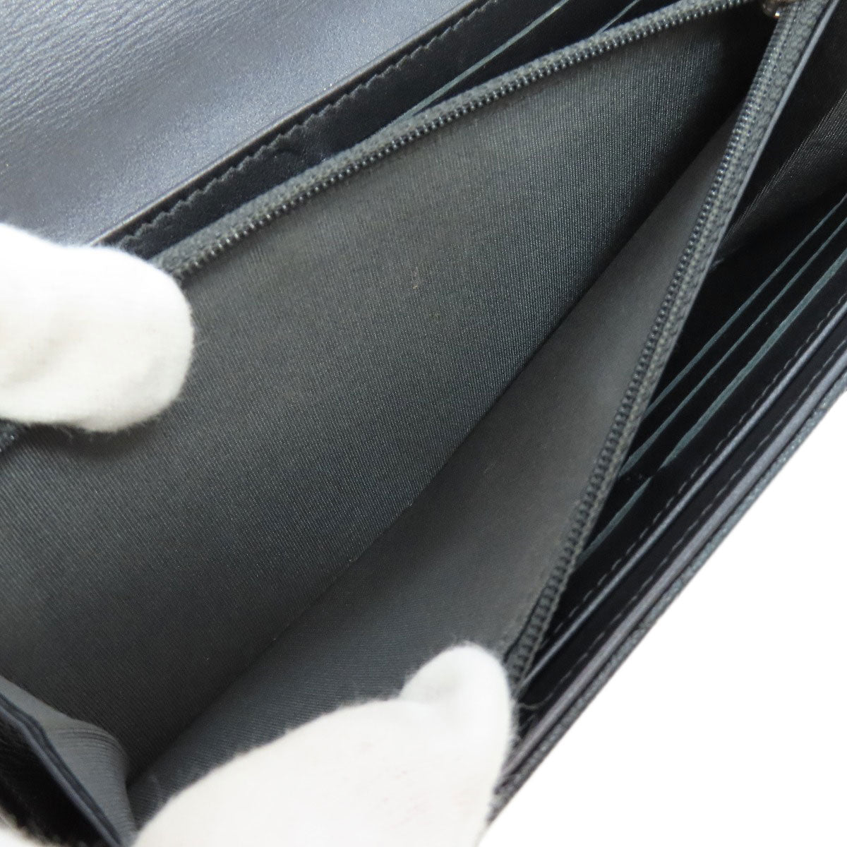 CHANEL Long Wallet Purse Soft Grained Calfskin gray COCO Mark Women Used Authentic