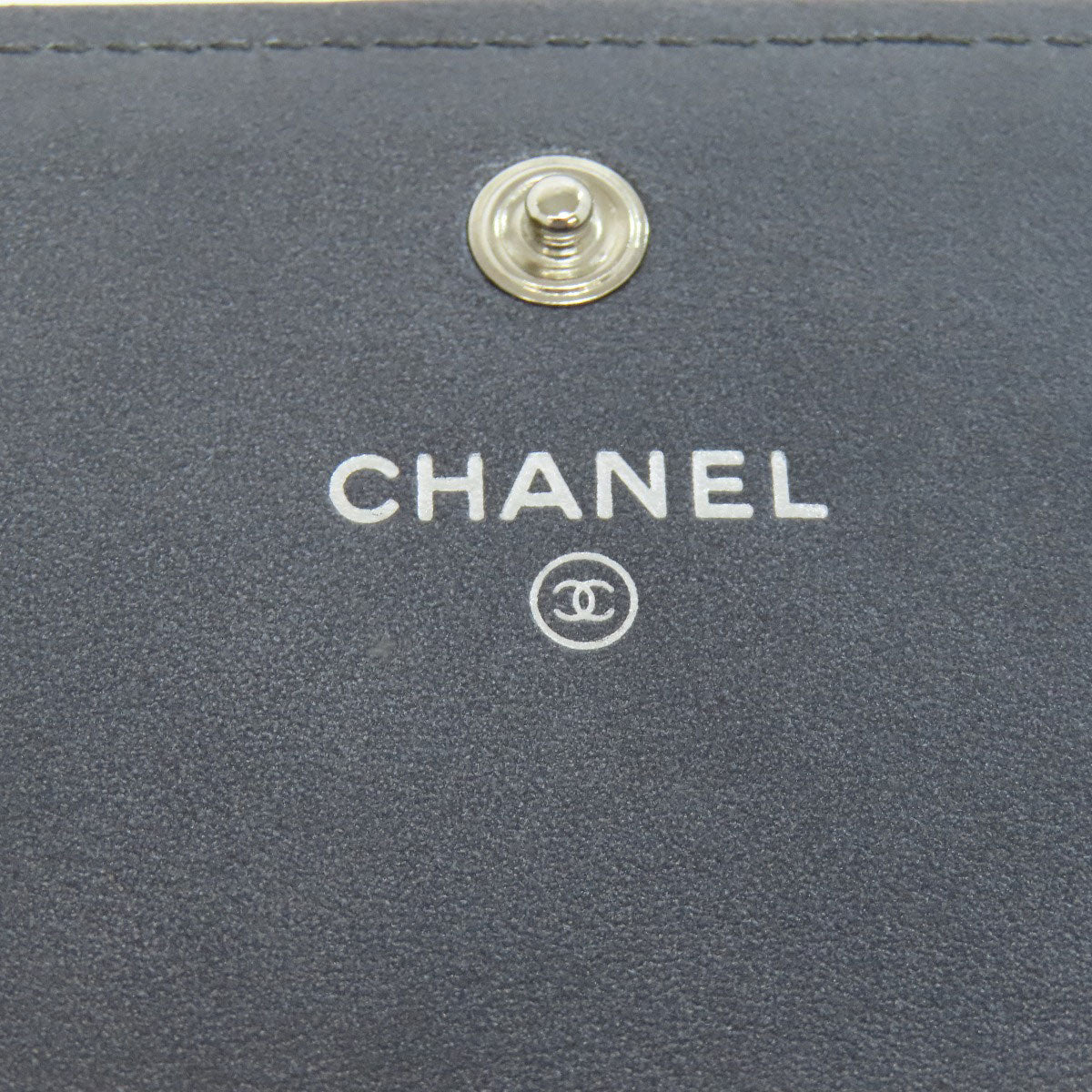 CHANEL Long Wallet Purse Soft Grained Calfskin gray COCO Mark Women Used Authentic