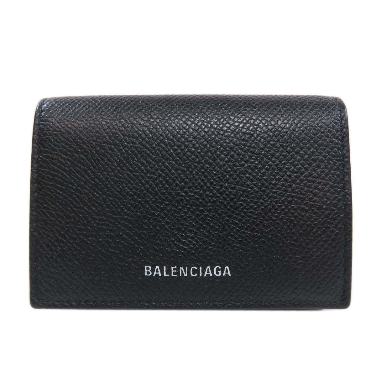 BALENCIAGA Bifold Wallet 558208 leather black logo Tri-fold Wallet mens Used Authentic