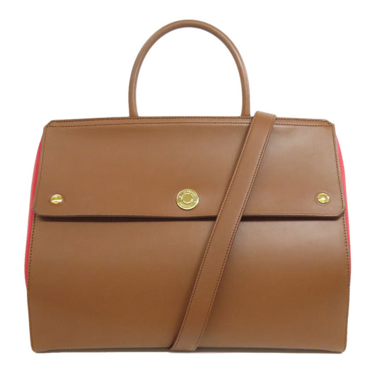 BURBERRY Handbag leather Brown 2WAY Women Used Authentic