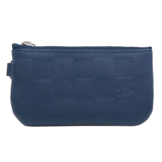 LOUIS VUITTON Coin case N40438 Damier Anfini Navy Pochette Kle Women Used Authentic