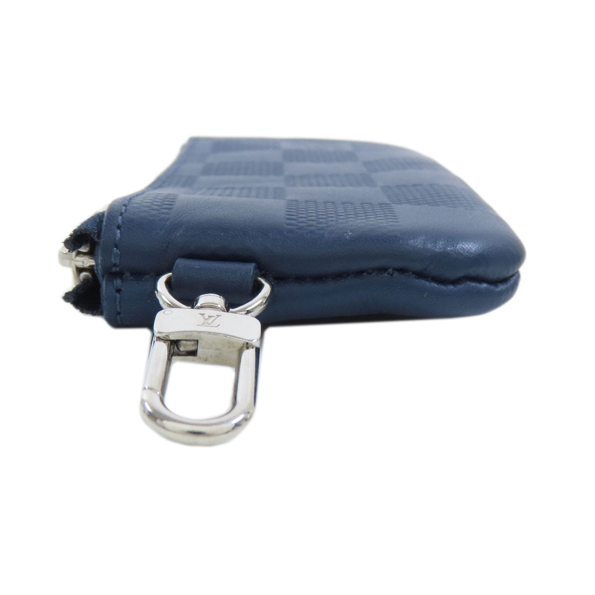 LOUIS VUITTON Coin case N40438 Damier Anfini Navy Pochette Kle Women Used Authentic