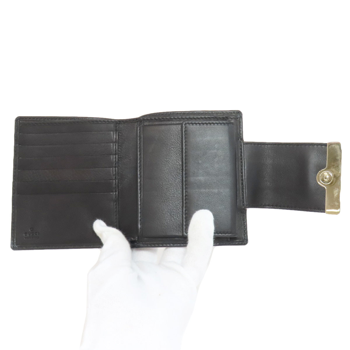 GUCCI Bifold Wallet 181669 canvas Brown GG Women Used Authentic