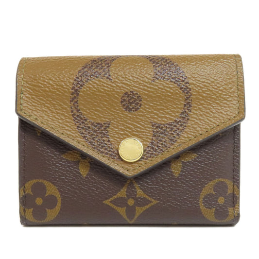 LOUIS VUITTON Bifold Wallet M80725 Monogram reverse Brown Zoe Women Used Authentic