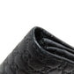 GUCCI Long Wallet Purse 449396 leather black Outlet GG Signature Micro Shima mens Used Authentic