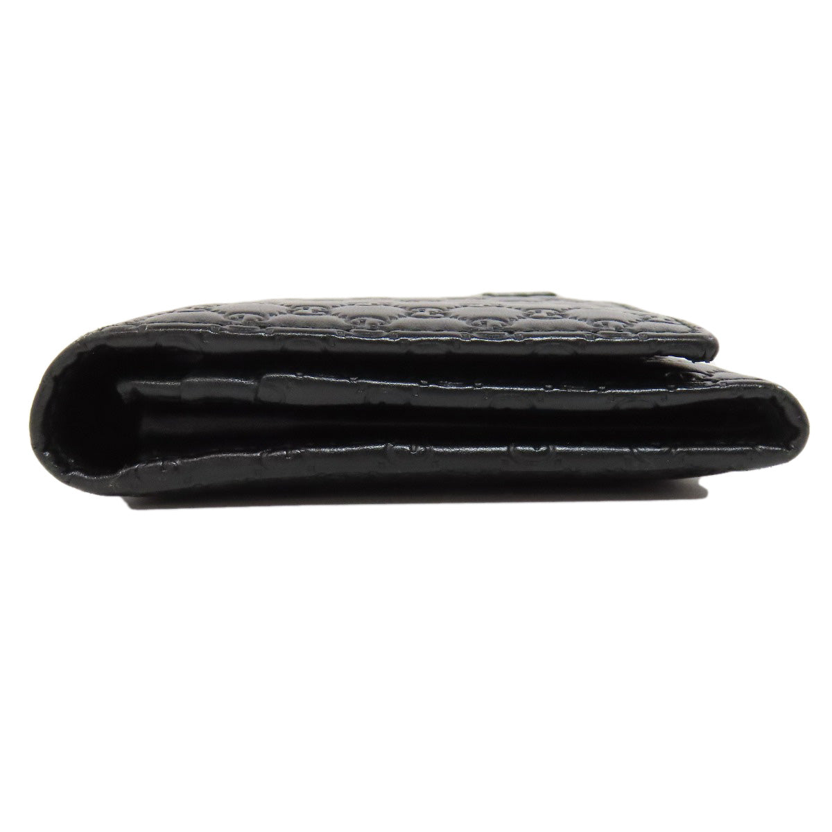 GUCCI Long Wallet Purse 449396 leather black Outlet GG Signature Micro Shima mens Used Authentic