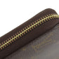 LOUIS VUITTON Long Wallet Purse M42616 Damier canvas Brown Zippy wallet Women Used Authentic