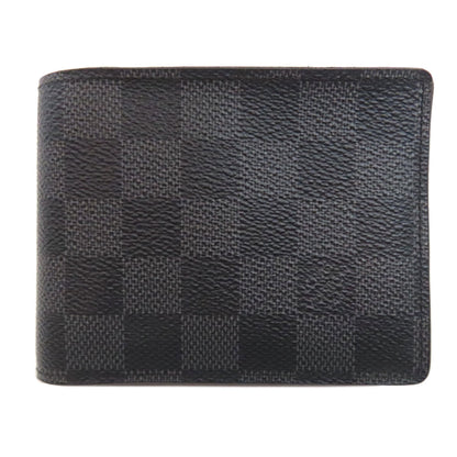 LOUIS VUITTON Bifold Wallet N62663 Damier canvas black Portefeuille Women Used Authentic