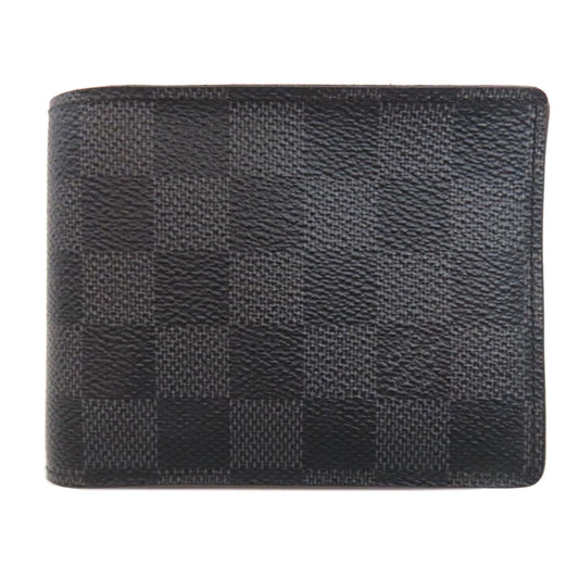 LOUIS VUITTON Bifold Wallet N62663 Damier canvas black Portefeuille Women Used Authentic