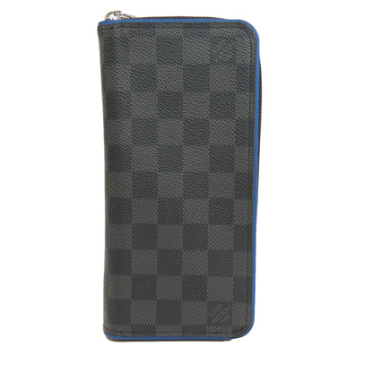 LOUIS VUITTON Long Wallet Purse N64436 Damier canvas black Zippy wallet  Vertical mens Used Authentic