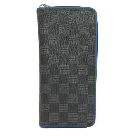 LOUIS VUITTON Long Wallet Purse N64436 Damier canvas black Zippy wallet  Vertical mens Used Authentic