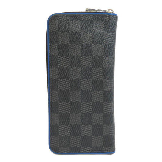 LOUIS VUITTON Long Wallet Purse N64436 Damier canvas black Zippy wallet  Vertical mens Used Authentic
