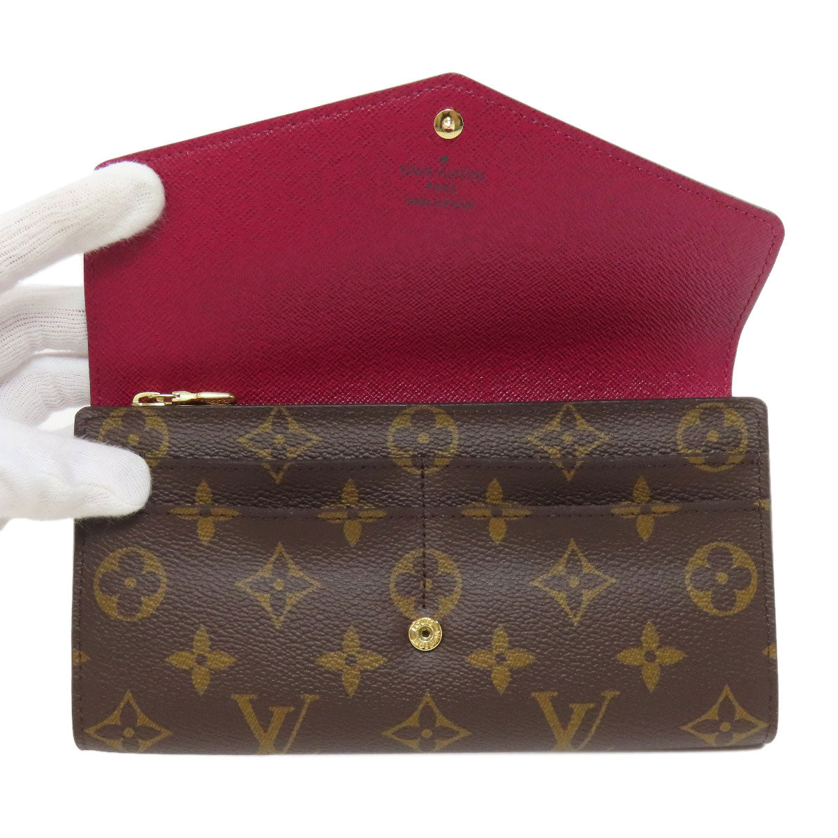 LOUIS VUITTON Long Wallet Purse M62234 Monogram canvas Brown Portefeuille Sara Women Used Authentic