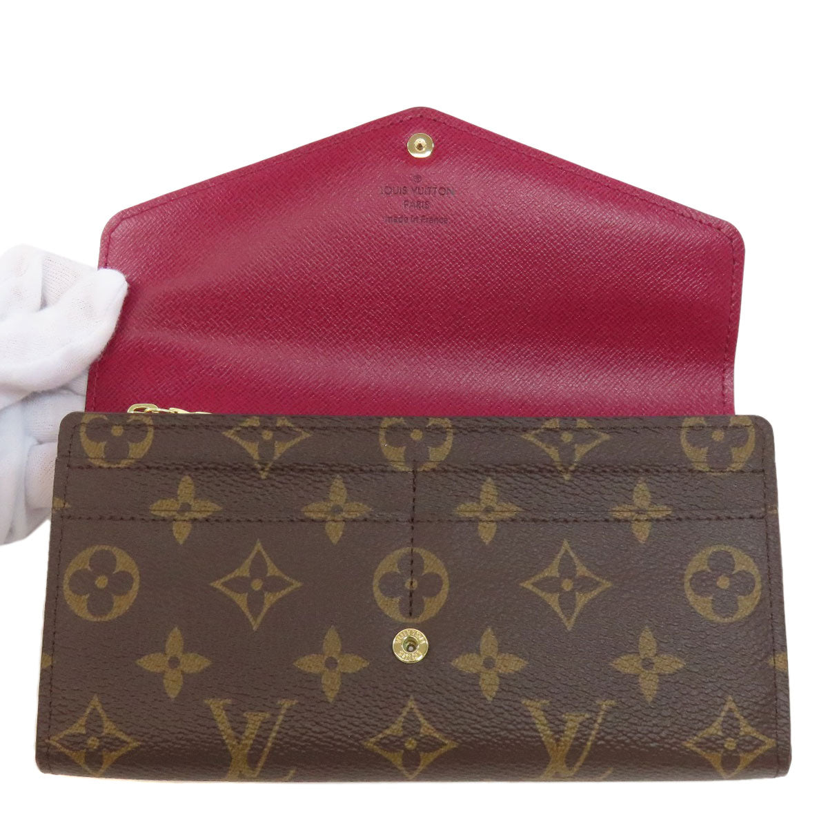 LOUIS VUITTON Long Wallet Purse M62234 Monogram canvas Brown Portefeuille Sara Women Used Authentic