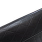 CHANEL Long Wallet Purse Calfskin black logo SilverMetal mens Used Authentic