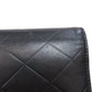 CHANEL Long Wallet Purse Calfskin black logo SilverMetal mens Used Authentic