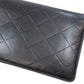 CHANEL Long Wallet Purse Calfskin black logo SilverMetal mens Used Authentic