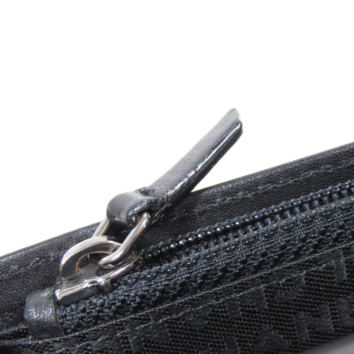 CHANEL Long Wallet Purse Calfskin black logo SilverMetal mens Used Authentic