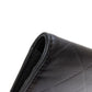 CHANEL Long Wallet Purse Calfskin black logo SilverMetal mens Used Authentic