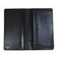 CHANEL Long Wallet Purse Calfskin black logo SilverMetal mens Used Authentic