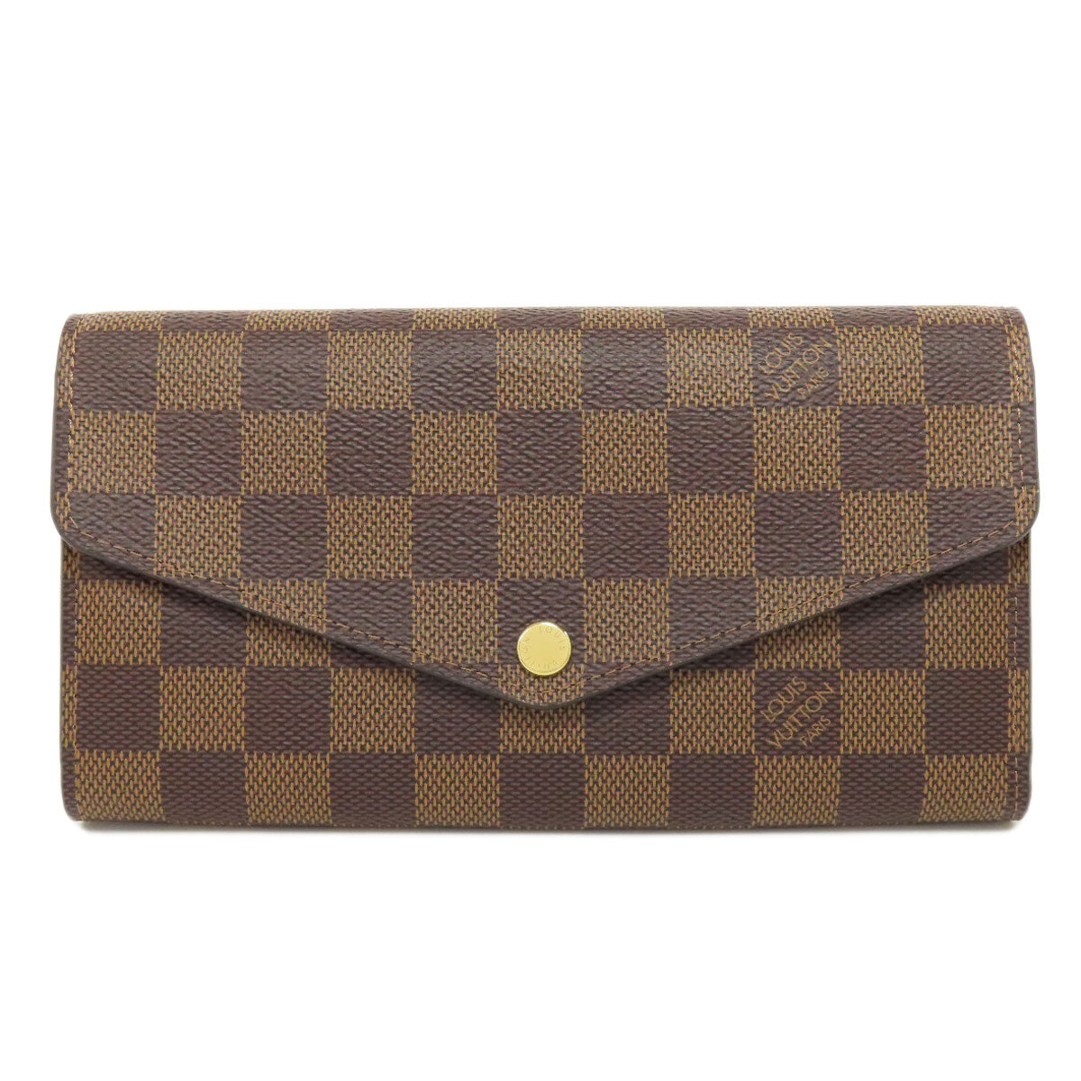 LOUIS VUITTON Long Wallet Purse N63209 Damier canvas Brown Portefeuille Sara Women Used Authentic