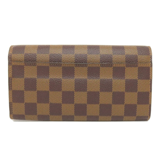LOUIS VUITTON Long Wallet Purse N63209 Damier canvas Brown Portefeuille Sara Women Used Authentic