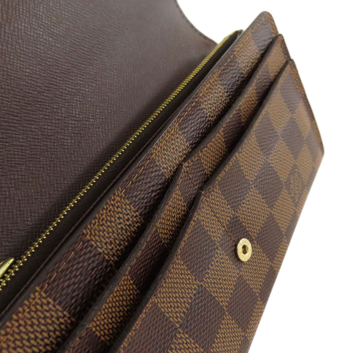 LOUIS VUITTON Long Wallet Purse N63209 Damier canvas Brown Portefeuille Sara Women Used Authentic