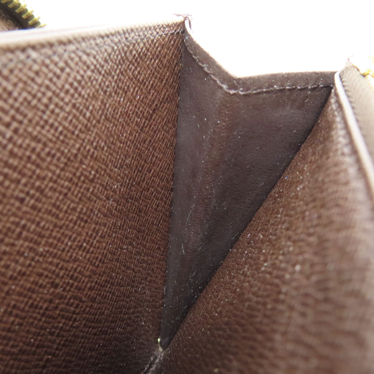 LOUIS VUITTON Long Wallet Purse N60015 Damier canvas Brown Zippy wallet old Women Used Authentic