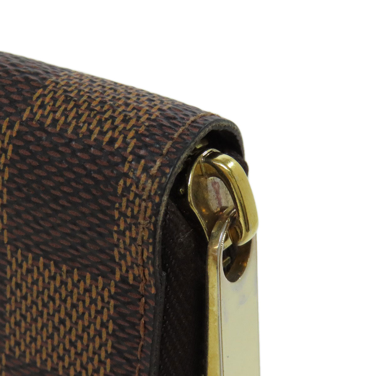 LOUIS VUITTON Long Wallet Purse N60015 Damier canvas Brown Zippy wallet old Women Used Authentic