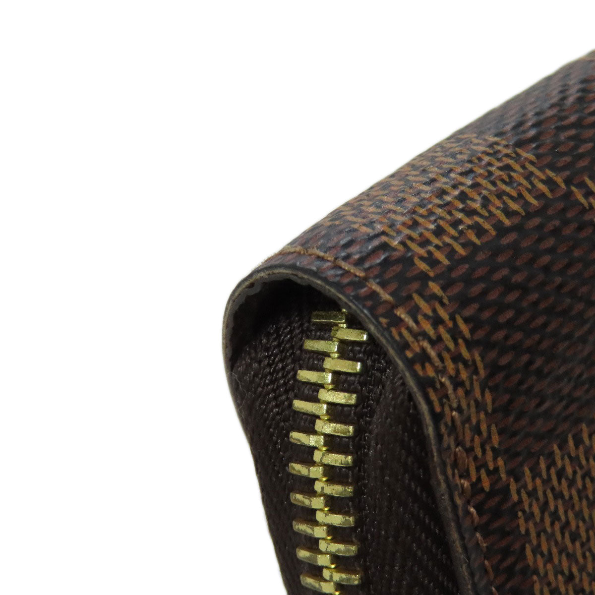 LOUIS VUITTON Long Wallet Purse N60015 Damier canvas Brown Zippy wallet old Women Used Authentic