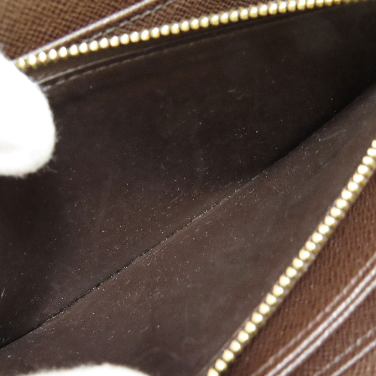 LOUIS VUITTON Long Wallet Purse N60015 Damier canvas Brown Zippy wallet old Women Used Authentic