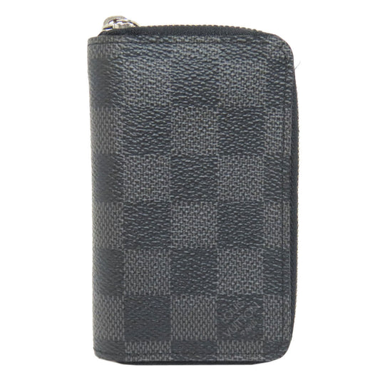 LOUIS VUITTON Coin case N63076 Damier canvas black Zippy coin purse mens Used Authentic