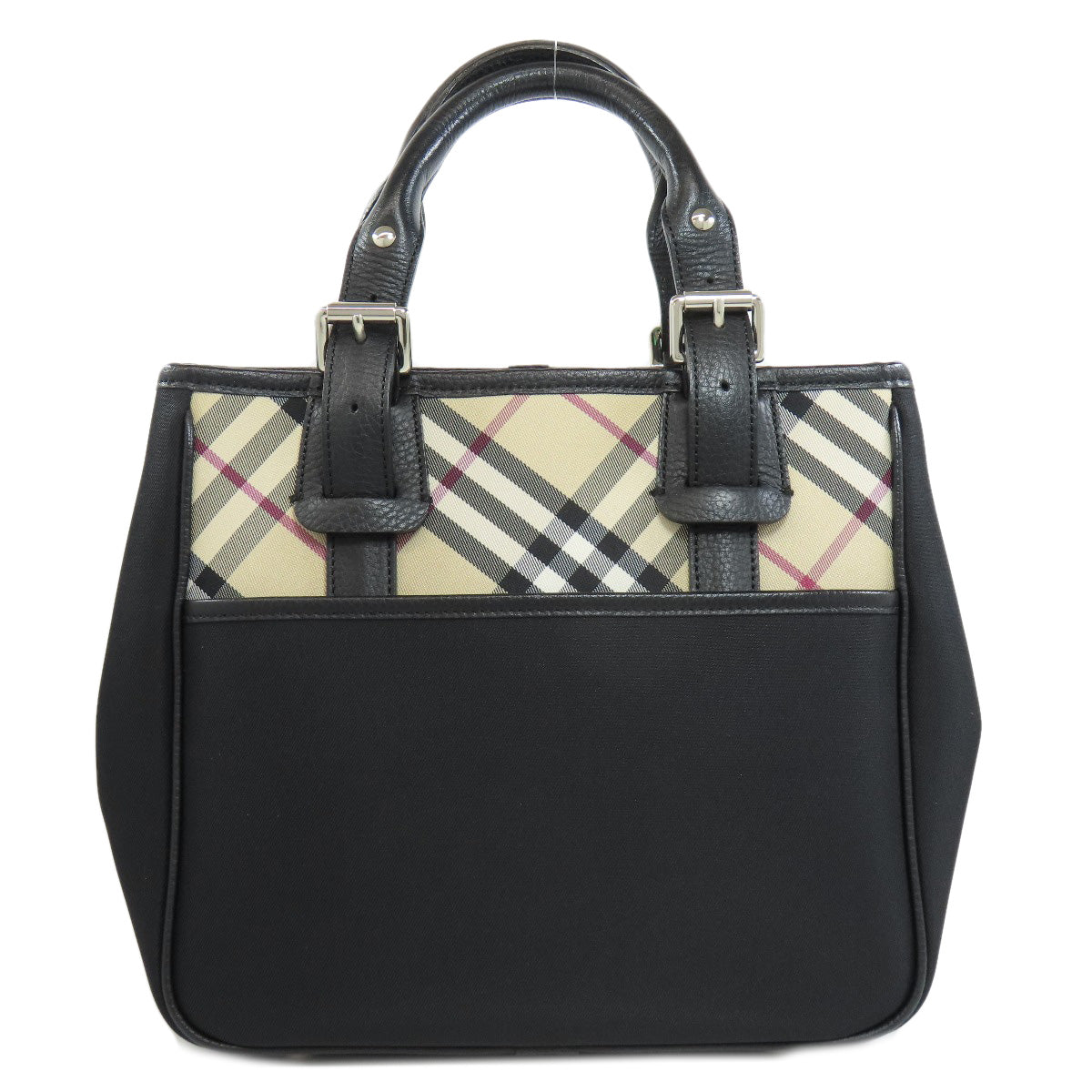 BURBERRY Tote Bag Nylon black Nova Check Women Used Authentic