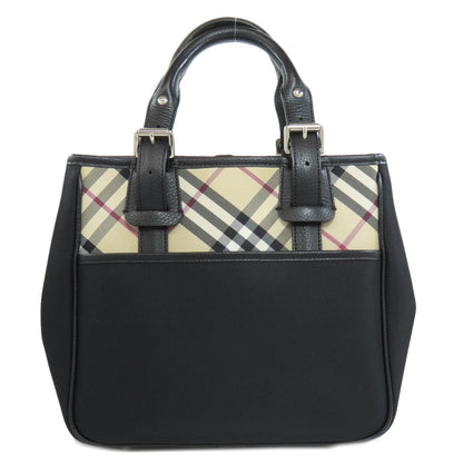 BURBERRY Tote Bag Nylon black Nova Check Women Used Authentic